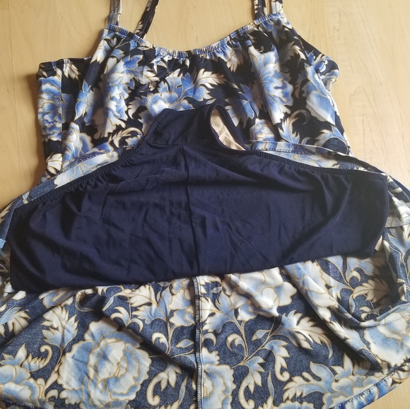 Sz 22W Swimdress Navy Blue Rose - Picture 3 of 16